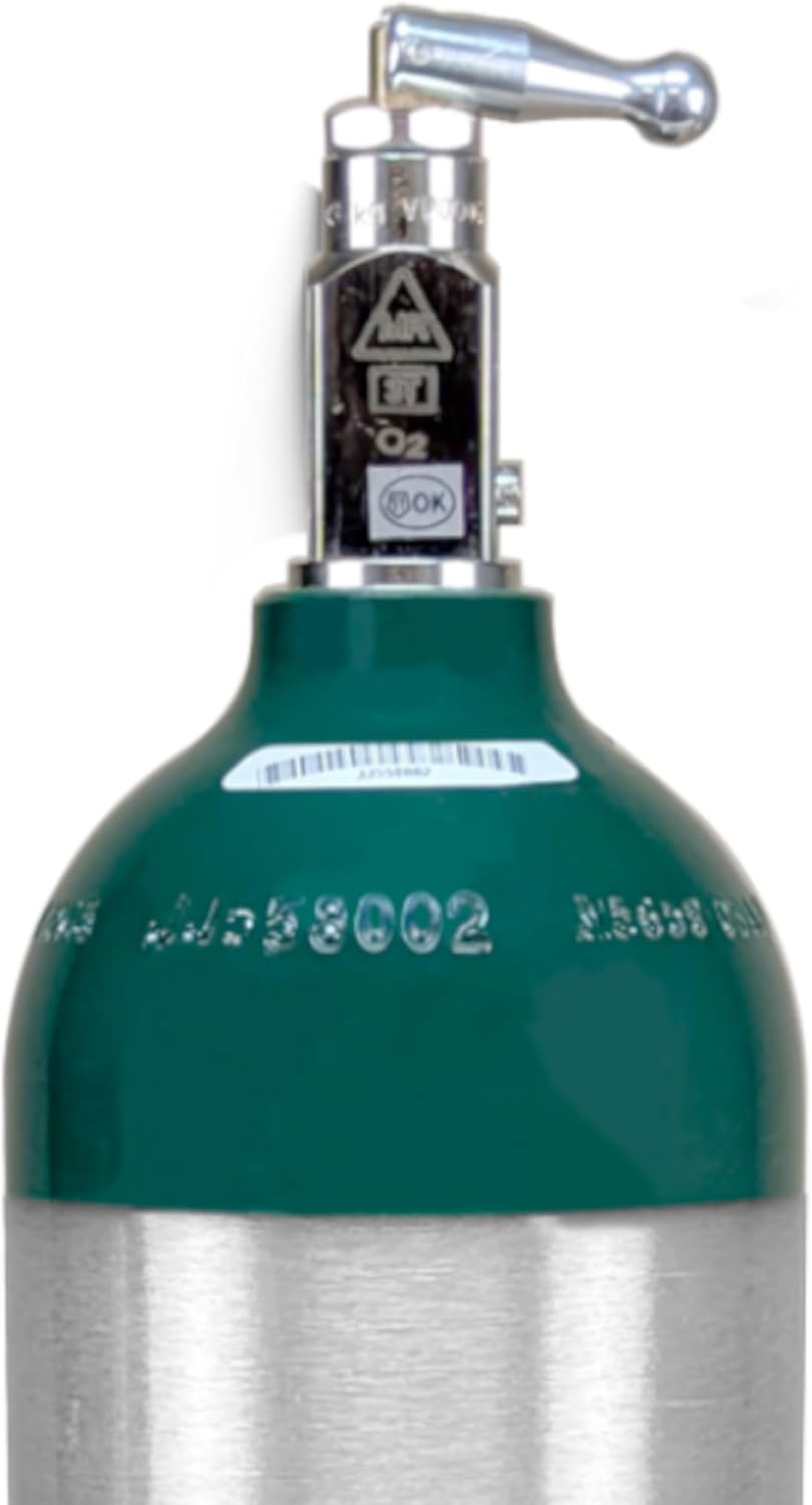 B (M6) Size Aluminum Medical Oxygen Cylinder 5.7 cf w/CGA-870 Toggle Valve (Empty Tank) Made in The USA