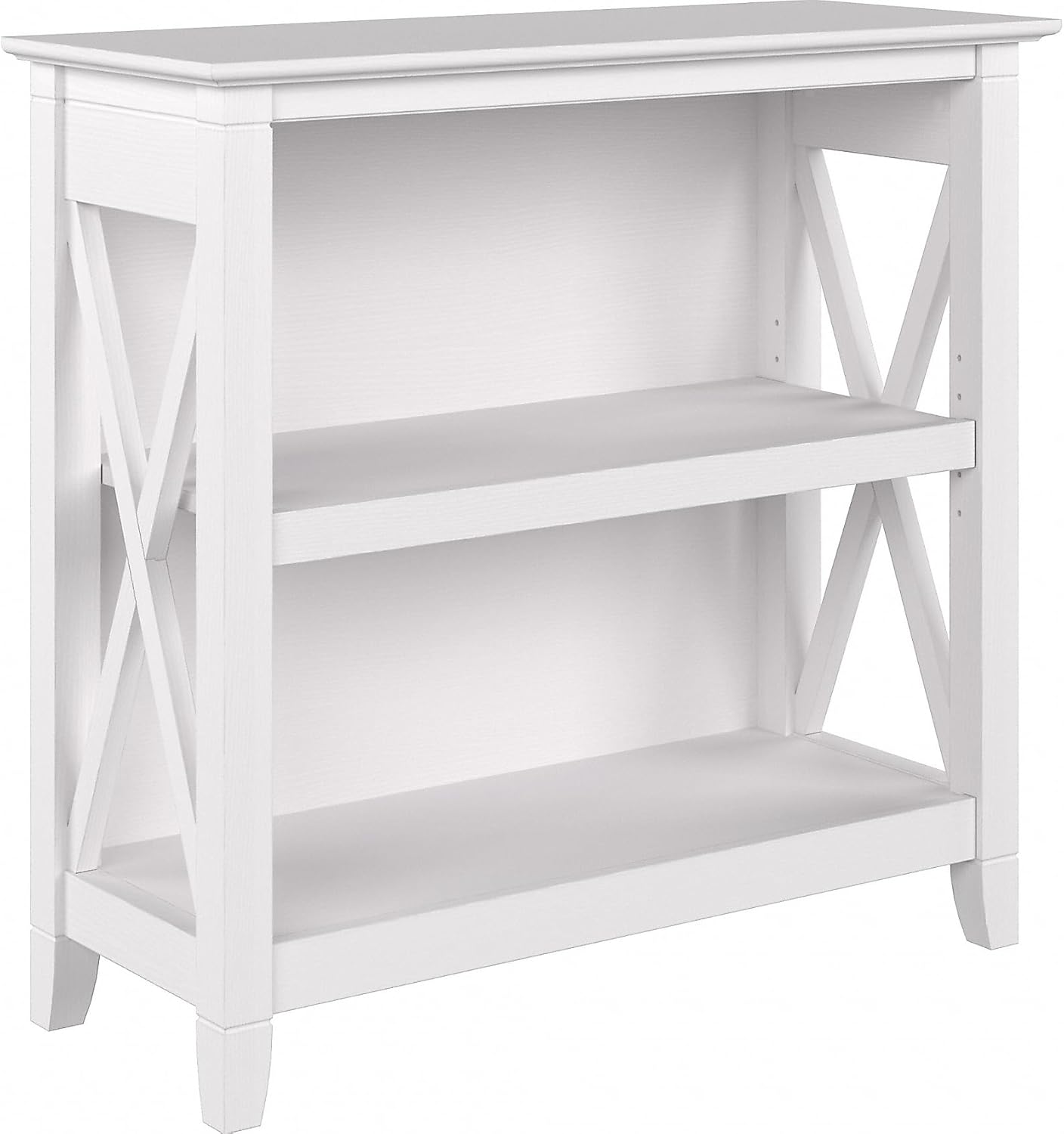 Bush Furniture Key West Small 2 Shelf Bookcase in Pure White Oak