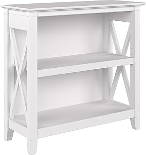 Bush Furniture Key West Small 2 Shelf Bookcase in Pure White Oak