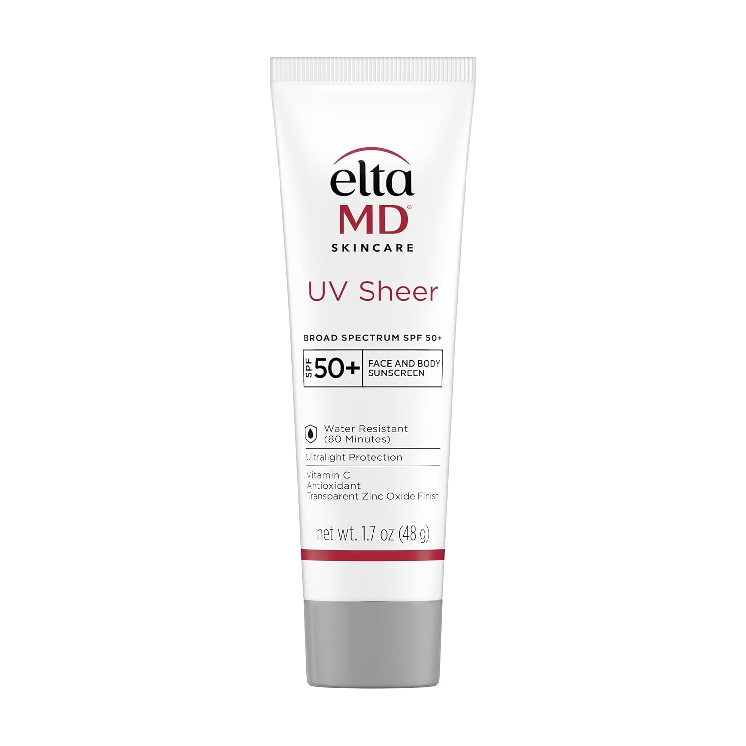 EltaMD UV Sheer Face Sunscreen, SPF 50+ No White Cast Sunscreen for Face and Body, Zinc Oxide Sunscreen Formula