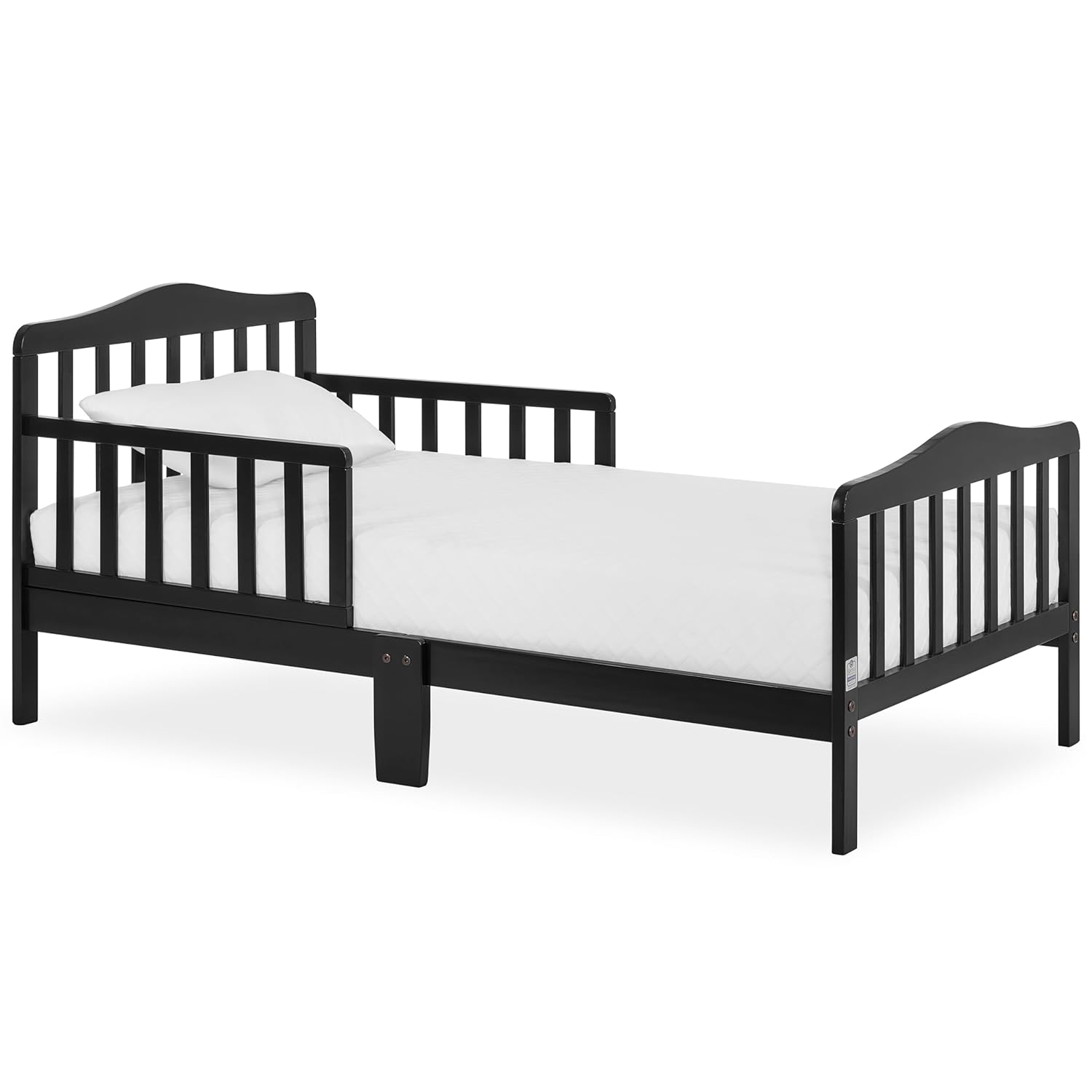 Dream On Me Classic Design Toddler Bed In Black, Greenguard Gold And JPMA Certified, Low To Floor Design, Two Side Safety rails, Non-Toxic Finishes, Wooden Nursery Furniture