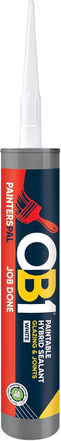 OB1 PaintersPal White - Extremely Paintable Hybrid Sealant & Caulk - Glazing & Joints - No Shrinking - Bubble Free - UV Resistant - Interior & Exterior - 290ml