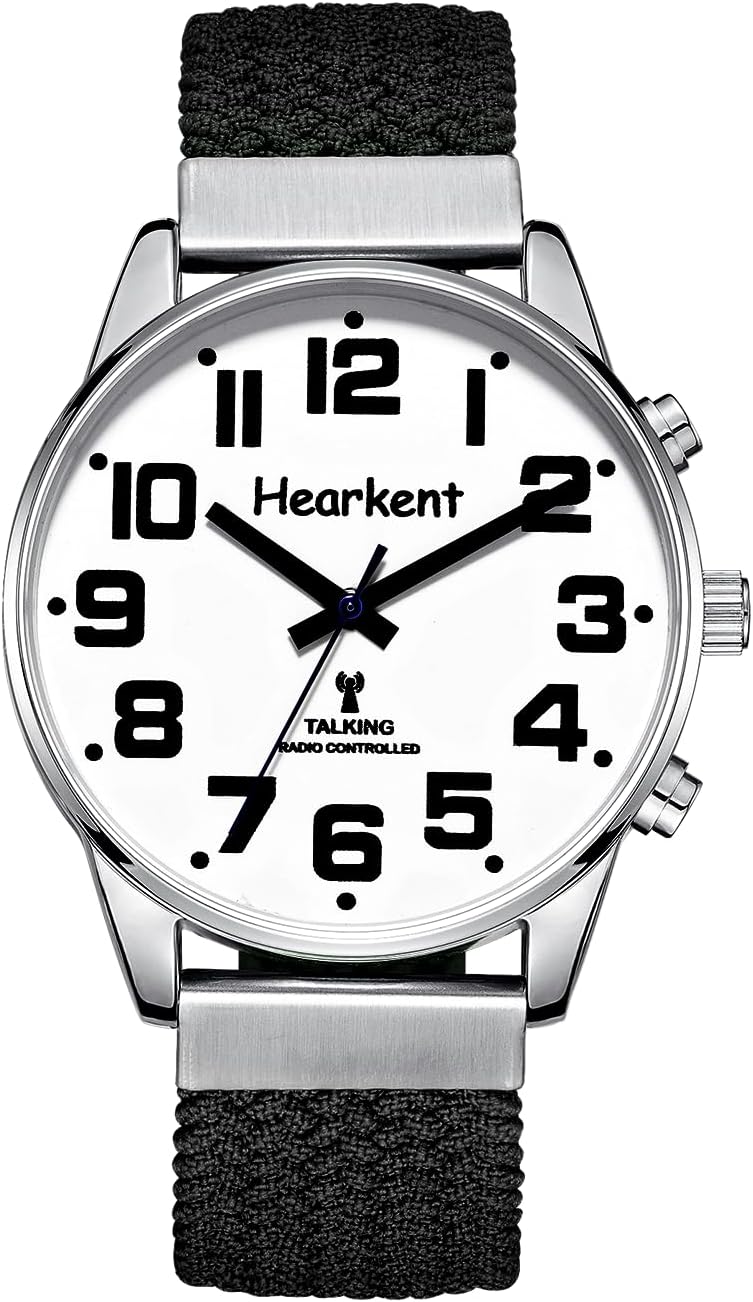 Hearkent British English Talking Watch with Large Numbers Self-Setting for Visually impaired, Blind or Eldery People, Men Size
