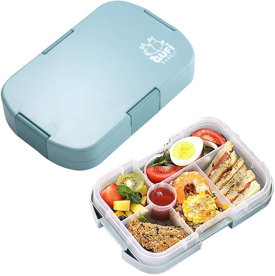 hombrima Kids Lunch Box, Bento Boxes Food Storage Container With 6 Compartments for Children Adult Work School, Suitable For Microwave(Blue)