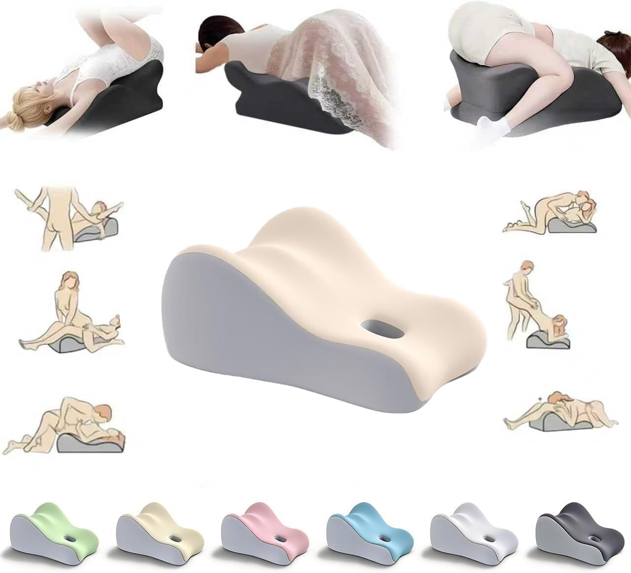 Couples Pillow for Intimacy - Ergonomic 27° Positioning Cushion for Perfect Support, Relieves Back & Neck Pain, Ideal for Relaxing & Adult Play (Yello)