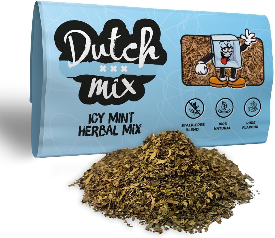 Dutch Mix Icy Mint - Stalk-free & Natural - 50g Quality Herbal Mix - Amsterdam Herbal Mix as used in Coffee Shops
