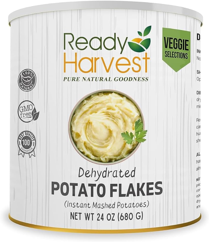 Ready Harvest Dehydrated Food - Potato Flakes | Emergency Food | Instant Mashed Potatoes | #10 Can | 30-Year Shelf Life | Cans Filled to the Top
