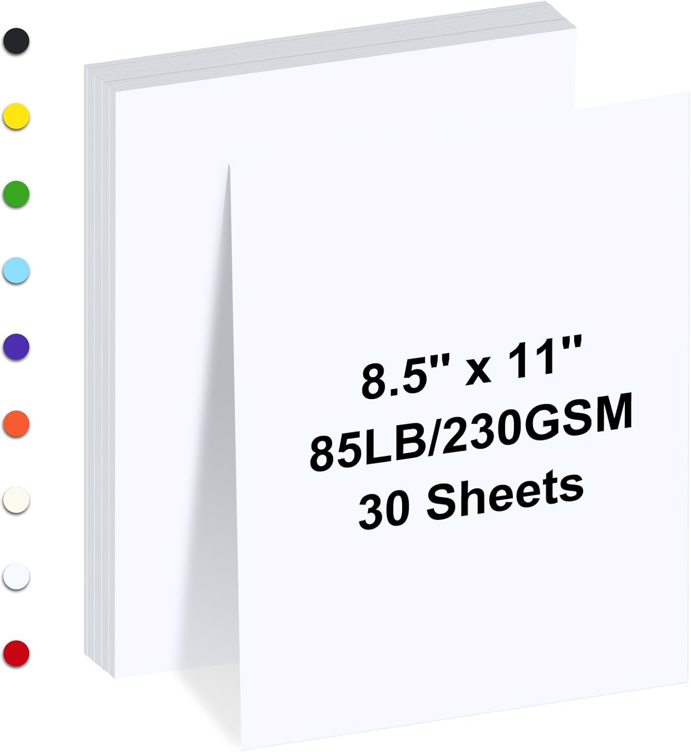 White Cardstock 8.5" x 11 "，30 Sheets Cardstock Paper 85 lb/230 gsm,Bright White Card Stock for Printer,Drawing,Gift tags,Invitations, Cards etc