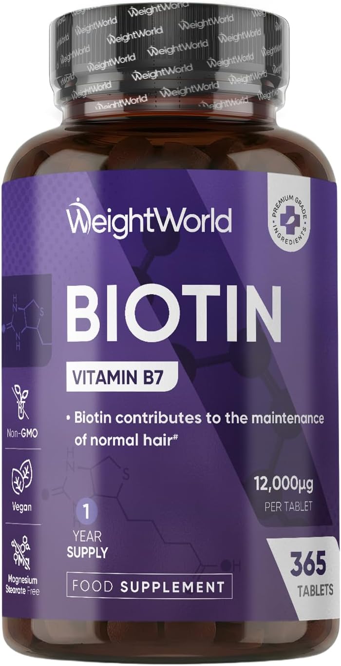 Biotin Tablets - 365 Vegan Tablets - 1 Year Supply - 1 Tablet per Day