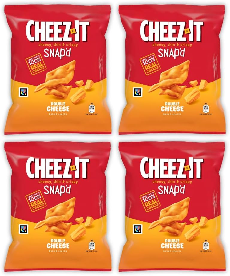 Cheeze-It Double Cheese Baked Snack Bundle – Pack of 4 (65g Each, Total 260g) | Made with 100% Real Cheese | Extra Cheesy, Thin & Crispy