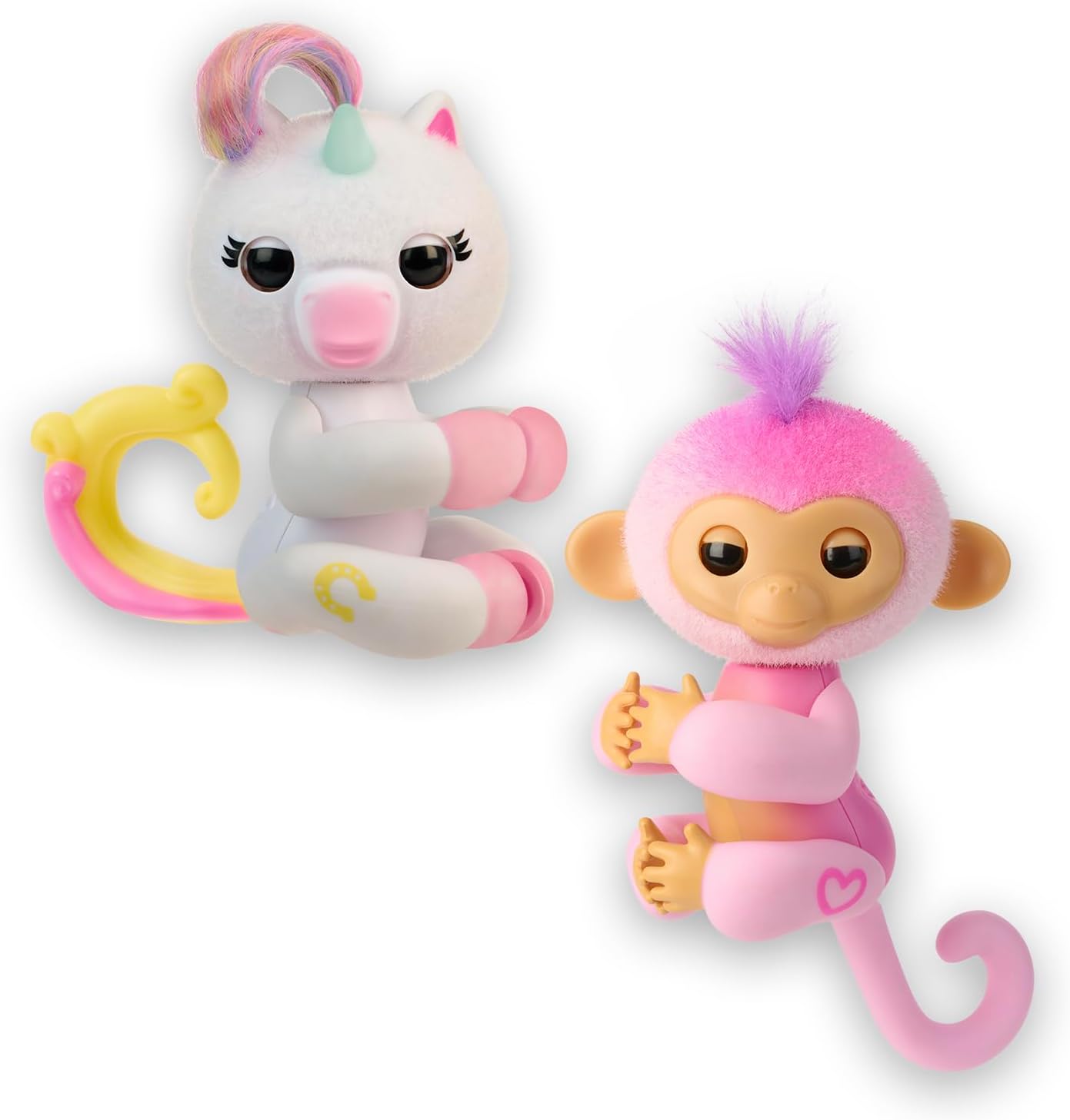 Interactive Baby Monkey and Unicorn - Pack of 2 - Lulu & Harmony - 70+ Sounds & Reactions, Heart Lights Up, Reacts to Touch (Ages 5+)