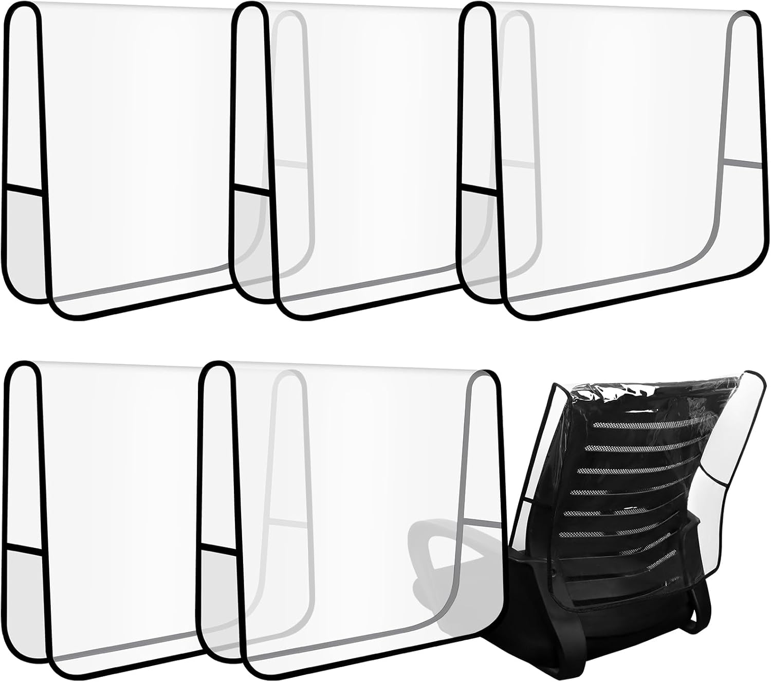 HAOWANWW 5 Pcs Chair Back Cover Salon Chair Protector Plastic Clear Chair Back Cover Prevents Damage to Spa/Salon Chair Round Hairdressing Chair Back Cover Fit Most Standard Salon Office Chair