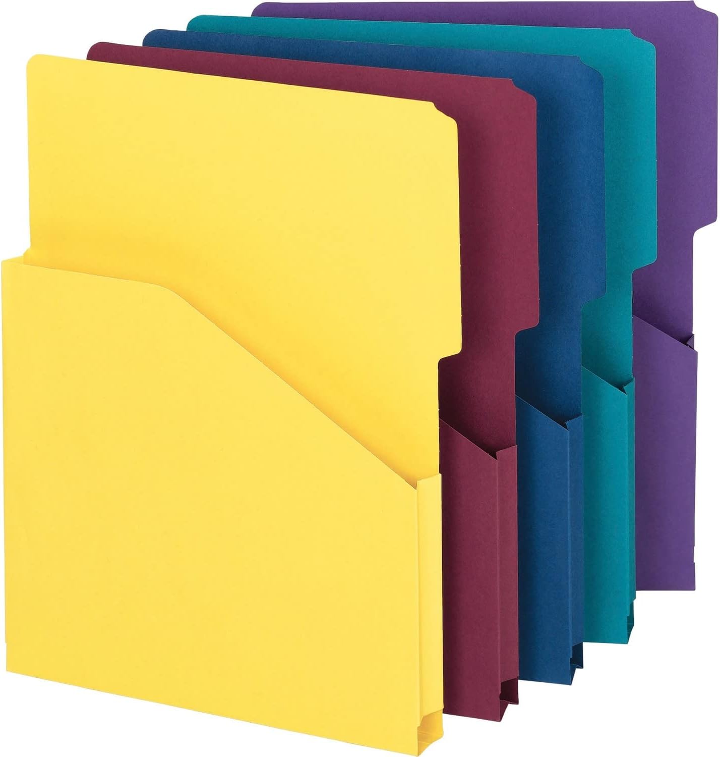 Smead Organized Up Expanding Slash Jacket, 2/5-Cut Tab, 1" Expansion, Letter Size, Assorted Colors, 5 per Pack (75445)