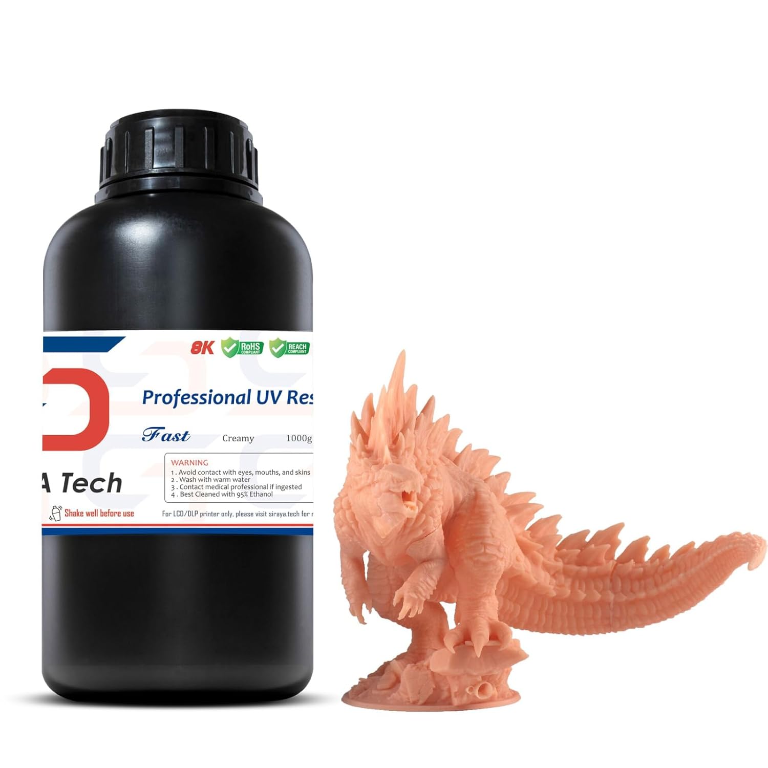 Siraya Tech Fast ABS-Like 3D Printer Resin 405nm UV-Curing Non-Brittle High Precision 3D Printing Liquid Standard Photopolymer Resin for LCD DLP 3D Printing(Creamy, 1kg)