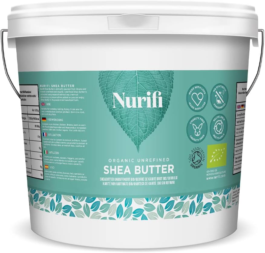 1KG Organic Shea Butter Unrefined - 100% Pure, Raw & Natural - Soil Association Certified - by Nurifi