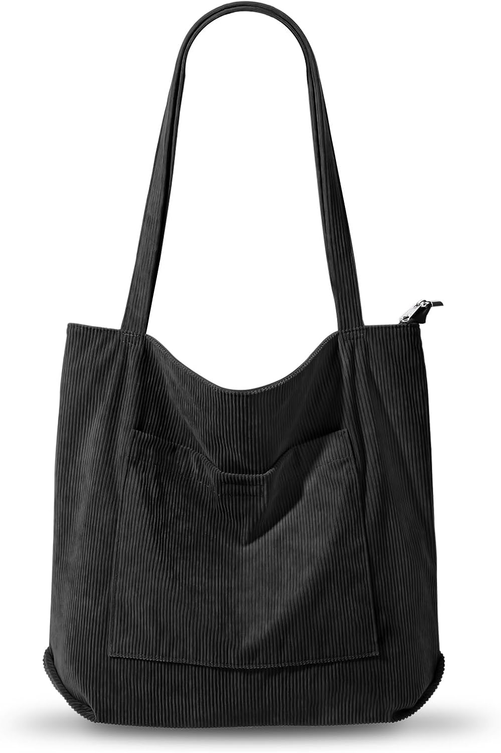 flintronic Corduroy Tote Bag for Women, Large Capacity Shoulder Bags, Cord Tote Bag for Ladies Girls, Waterproof Tote Handbag with Zipper, Big Casual Shopping Bag for School Work Travel Daily Use