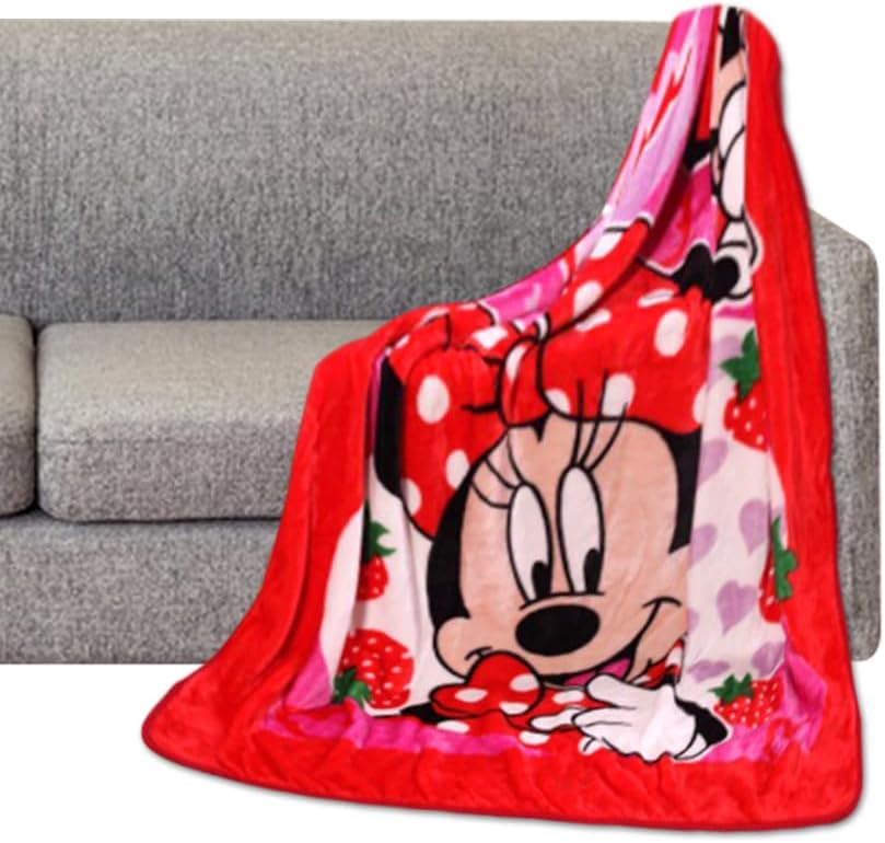 LKNBIF Mi-nnie Blanket Throw, Mi-nnie Microfiber Blanket Cartoon Fleece Blankets Fluffy Cuddly Blanket 3D Print Blanket Travel Blanket for Children, Girls and Adults (100 x 140 cm)