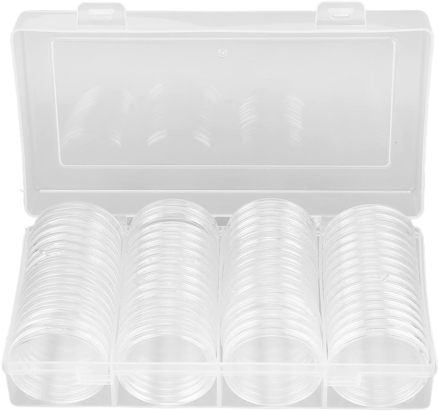 HEEPDD Clear Coin Storage Box, Coin Storage & Shipping Boxes Capsules Transparent Plastic Container with Half Moon Opening, for Silver Eagle Coins Australian Coins Clear