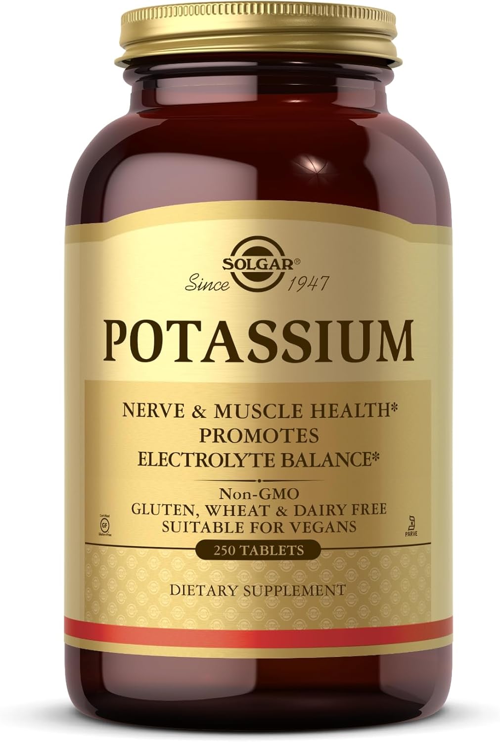 Solgar Potassium - 250 Tablets - Nerve & Muscle Health, Promotes Electrolyte Balance - Vegan, Gluten & Dairy Free, Kosher - 250 Servings