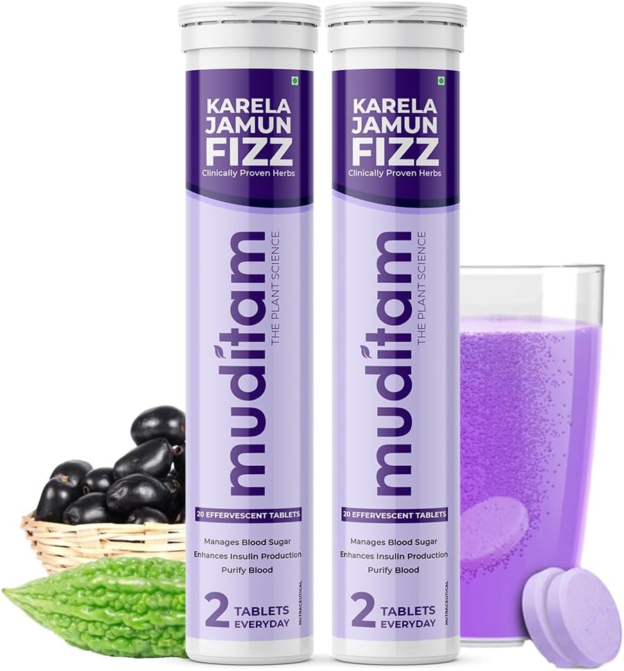 Effervescent Tablets for Sugar Karela Jamun Fizz- Pack of 2