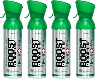 Boost Oxygen Medium Natural 5L Canister | Respiratory Support for Aerobic Recovery, Altitude, Performance & Health (4 Pack)