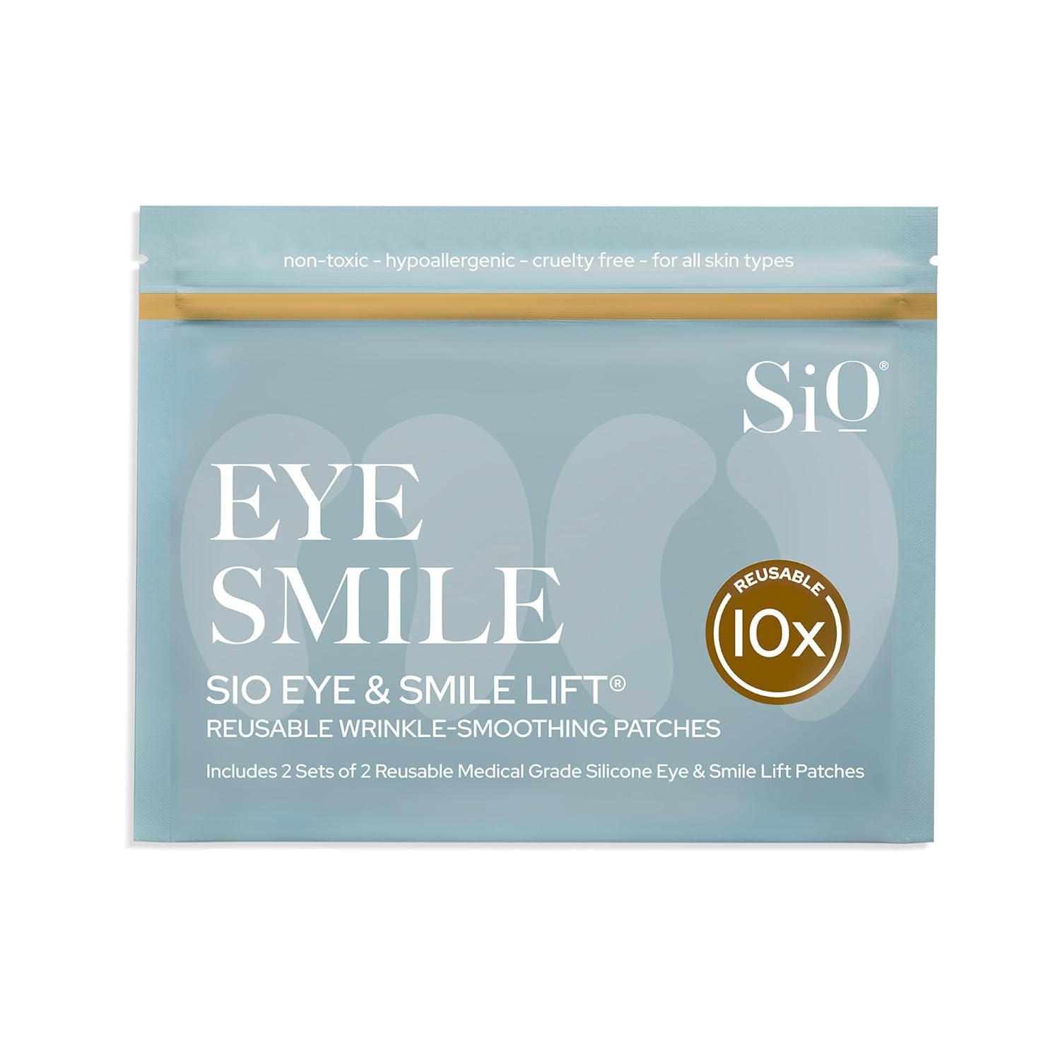 SiO Beauty Eye & Smile Lift - Wrinkle-Smoothing, Medical-Grade Silicone Patches for Crows Feet and Smile Lines - Reusable Up to 10x - Cruelty-Free & Eco-Friendly Beauty Patches - 2 Sets (4 Patches)
