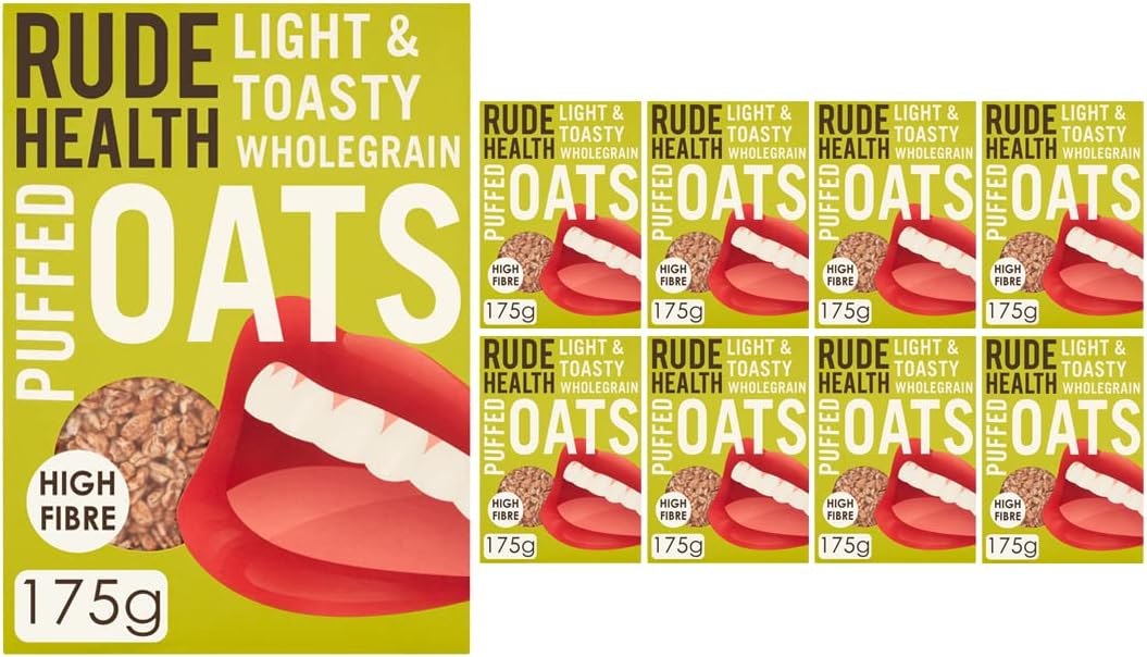 Rude Health Puffed Oats 175 Grams. (Pack of 8)