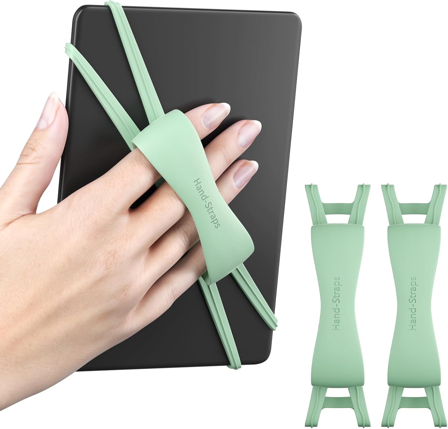2 Pack Comfortable Hand Strap for Kindle and Tablets, Kindle Accessories for Reading in Bed, Secure and Lightweight Grip Holder for 4.7-8" Kindle Paperwhite/Kobo/Oasis/E-Book/Phone (Matcha)