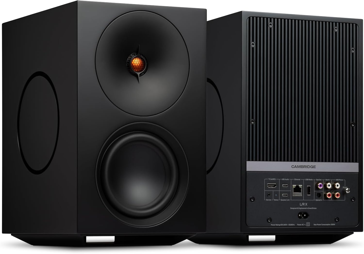 Cambridge Audio L/R X – Premium 800W WiFi Stereo Streaming Speakers with Built-in Amplifier, Spotify, Tidal, Qobuz, AirPlay 2, Google Cast, HDMI eARC, Bluetooth, Phono Stage