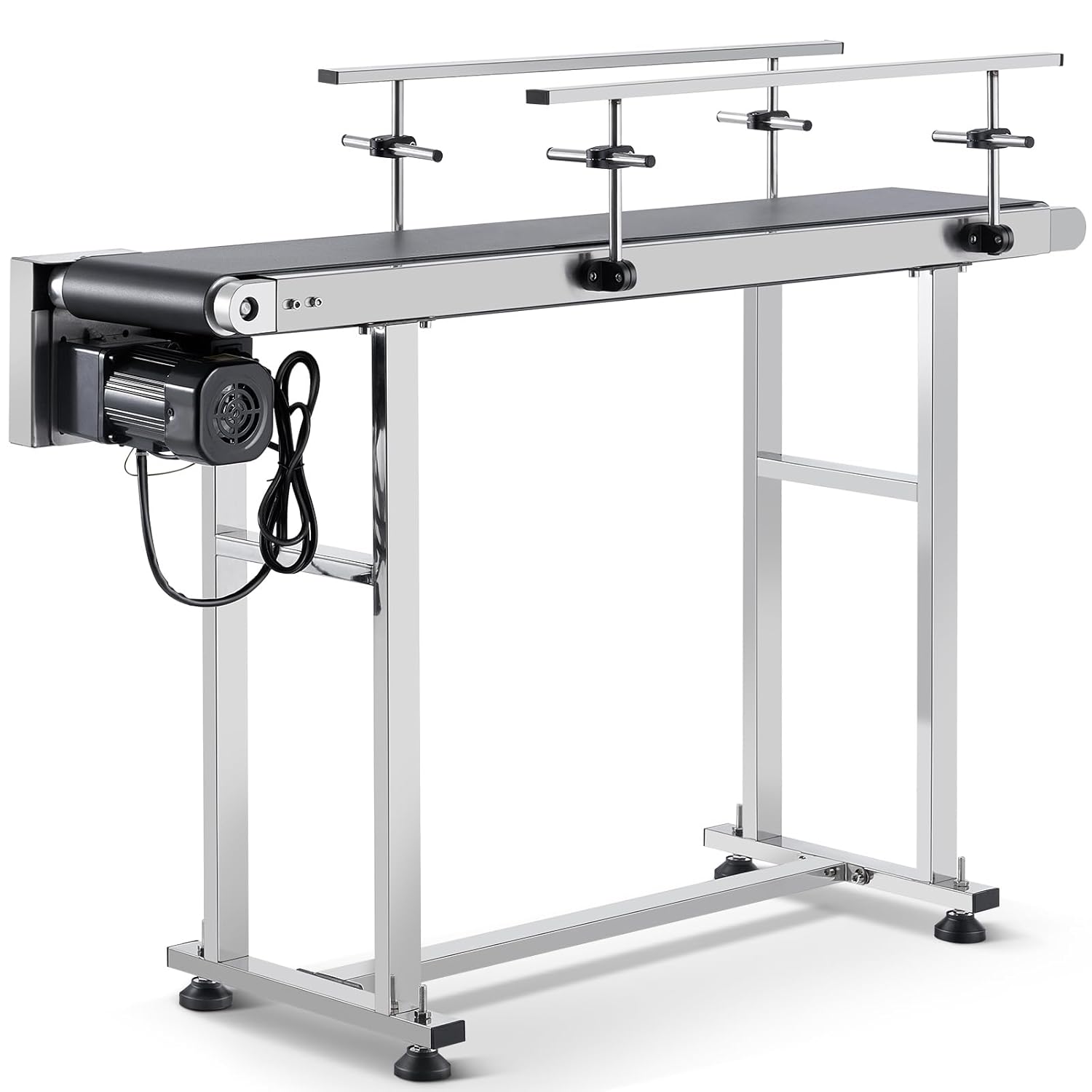 BestEquip Belt Conveyor Length 47-Inch, PVC Conveyor Belt Width 7.8-Inch, Motorized Conveyor Industrial Transport Conveyor, w/Double Guardrails Anti-Static Adjustable Conveyor Table Electric Handling