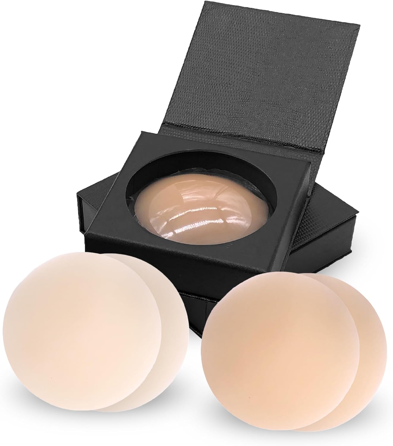 Sticky Adhesive Silicone Nipple Pasties - Reusable Pasty Nipple Covers for Women Silicone Reusable Nipple Covers Ultra thin No show, 2 Pairs with Travel Box