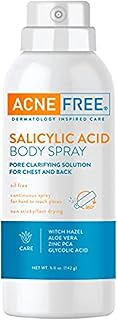 AcneFree Salicylic Acid Body Spray, Pore Clarifying Solution for chest and back, 5 Ounce
