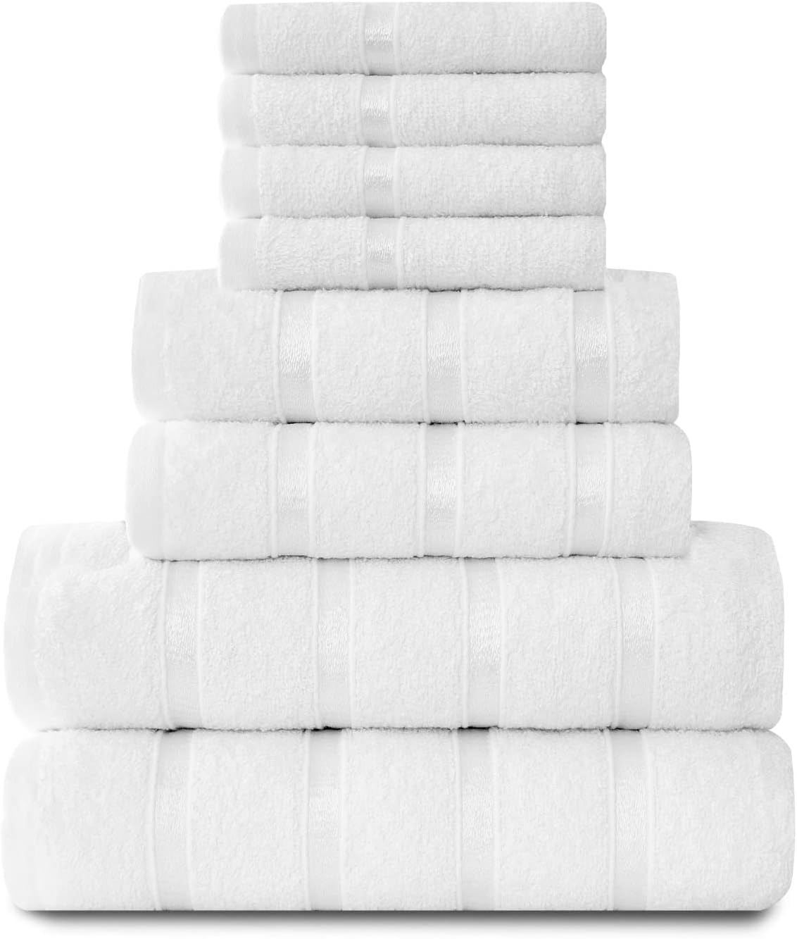 Gaveno Cavailia Luxurious 8 Pack Boston Towel Bale Set ( 4 Face, 2 hand and 2 Bath ), Cotton, White
