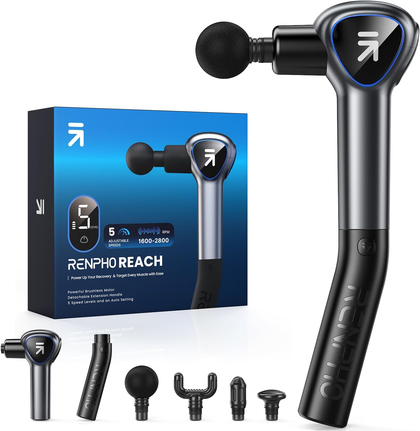 RENPHO Massage Gun Deep Tissue, Muscle Massage Gun 3200rpm Motor Massager with Type-C Charging Cable, for Home Office Workout Full Body Muscle Massage Relax, Black