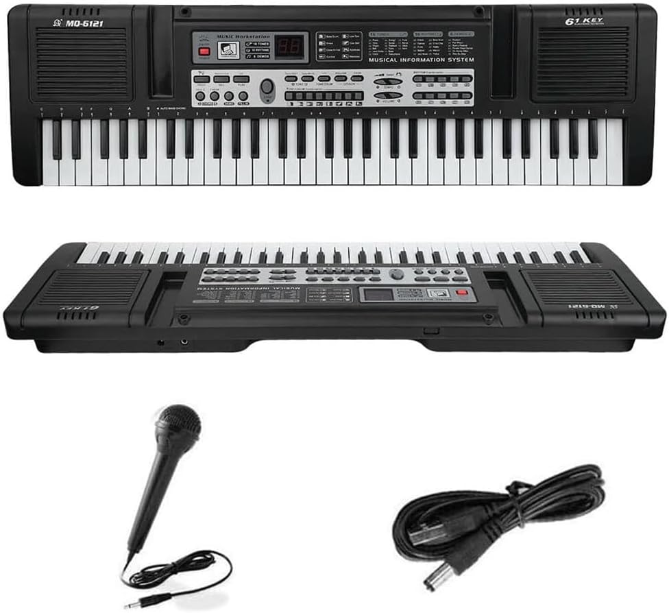 61 Keys keyboard piano Music Teaching Piano keyboard With Microphone, USB Cable, Portable Electronic Keyboard,Gift for Beginner boys and girls(Black)