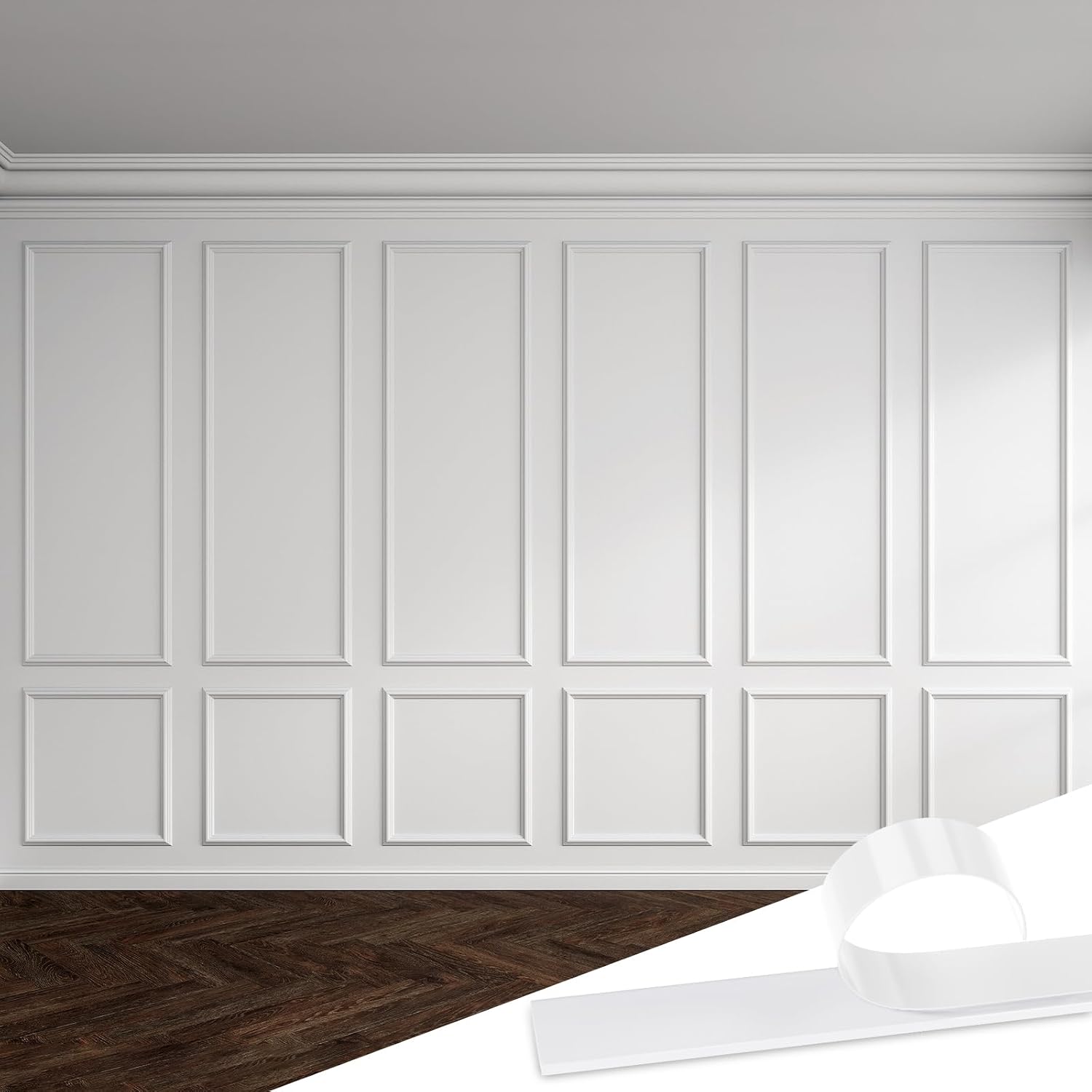 Pangda 6set Peel and Stick Wall Molding Kit 3D Premade, 24x54in | Accent Wall Moulding Kit, Wainscoting Panel, for Interior Decor, Ready to Assemble, Peel and Stick, Wainscoting Accent Panel