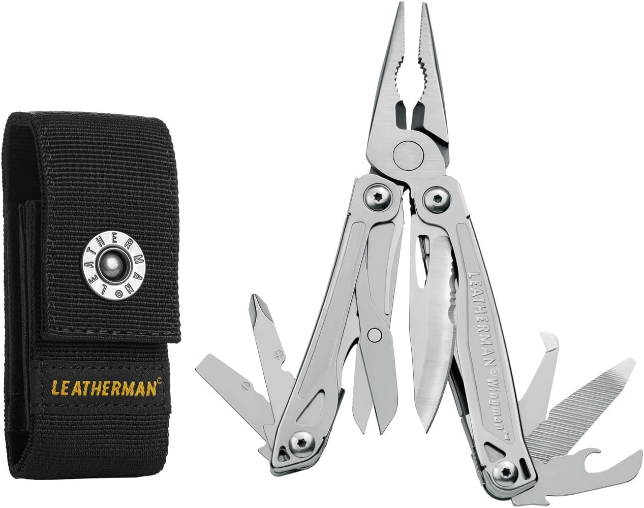 Leatherman Wingman Multi-Tool - 14 Tools with All-Features, Stainless Steel,