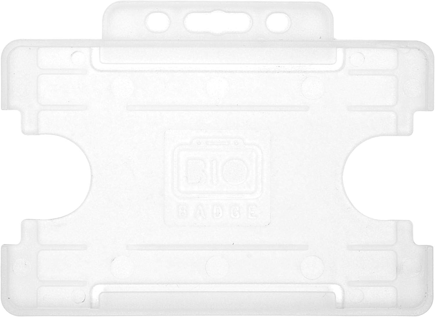 BioBadge Clear ID Card Holders Open-Faced for ID Cards, Landscape - Pack of 100