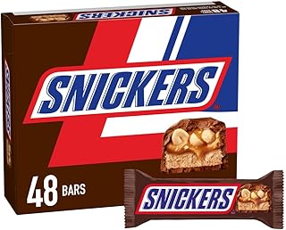 SNICKERS Full Size Bulk Milk Chocolate Candy Bars, 1.86 oz Bar, 48 ct Box
