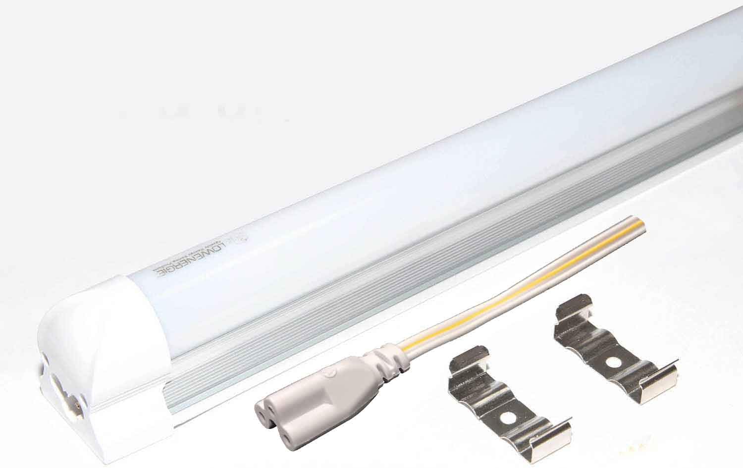 LOWENERGIE 1500mm 5ft Integrated LED Tube Light, Clear Cover, Energy Saving, Fluorescent Lighting Replacement, Direct Ceiling Mounting (6000K Day White Frosted, 1)