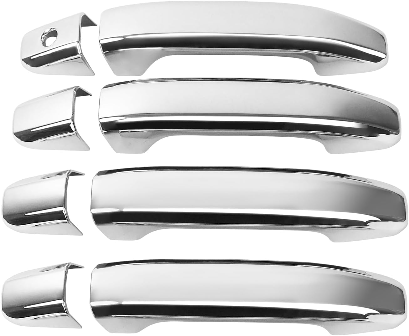 Chrome Door Handle Covers Trim Compatible with 2014-2024 Chevrolet Silverado+GMC Sierra Suvs Trucks Without Passenger Keyhole Exterior Accessories 8PCS