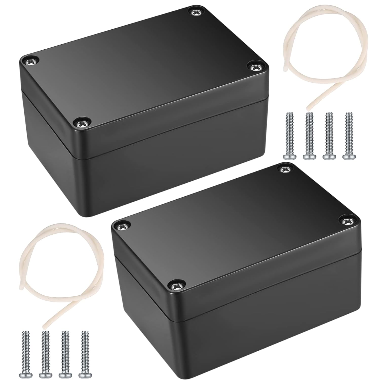 2 Pcs Waterproof Junction boxes, Outdoor Electrical Box Waterproof, Electronic Plastic Project Junction Box Enclosure, for Electronics, Power, Instrument Case Box - 100x68x50 mm/Black