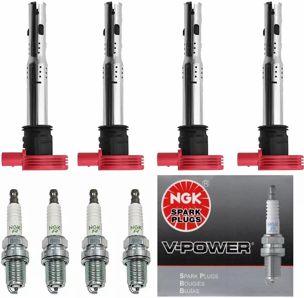 MCK Ignition Coil Packs UF529 06E905115A & NGK Spark Plugs 4644 Replacement For VW Volkswagen GTI CC Audi A4 TT A5 Q7 A6 A7 2.0 2.8 V6 3.0 3.2 4.2 5.2 05-17 Spark Plugs and Coil Packs Set of 4