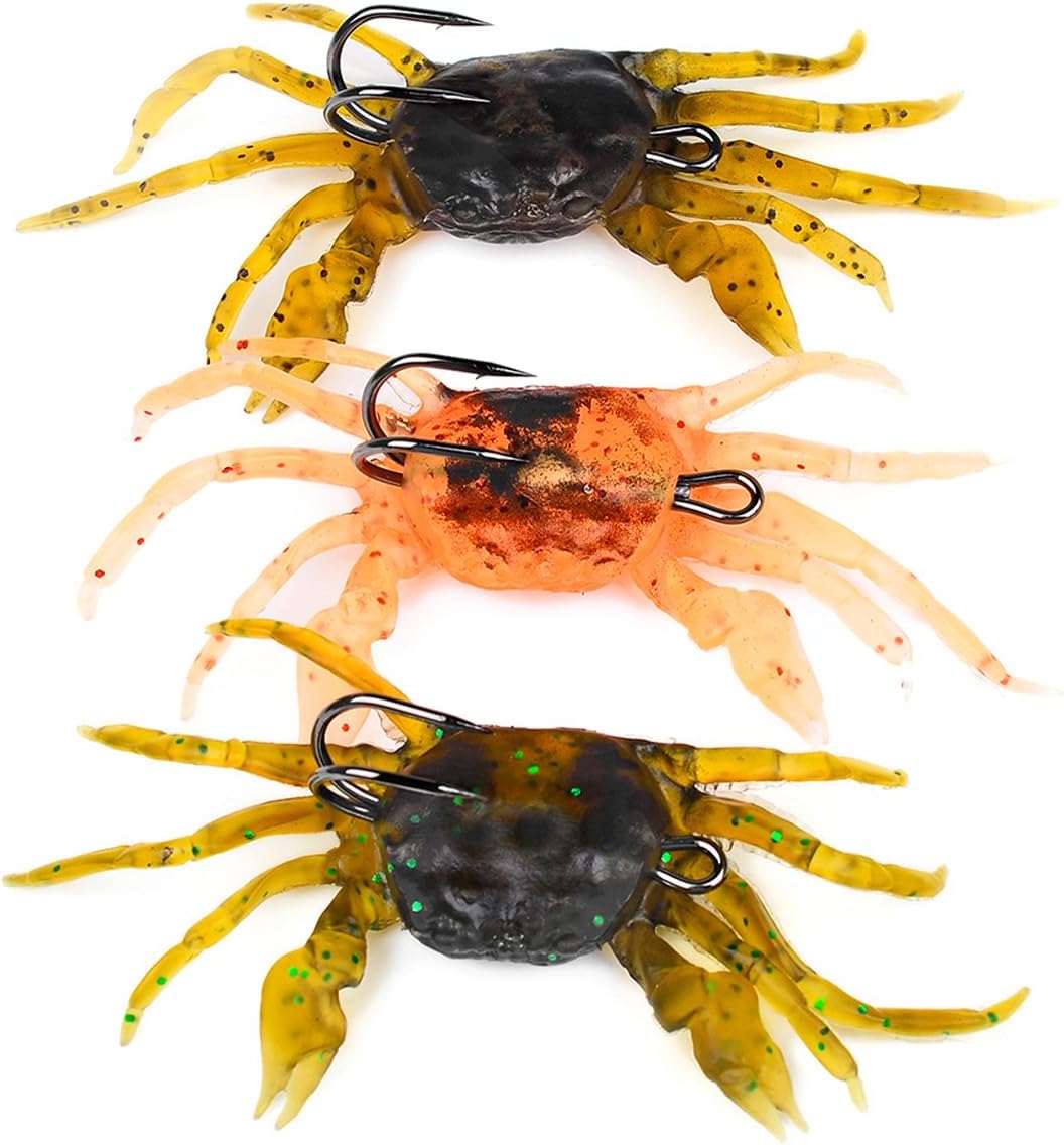 Ieron Seabass Fishing Lures Artificial Bait Crab Lures with Hooks Simulation Crab Fishing Bait for Saltwater and Freshwater Fishing