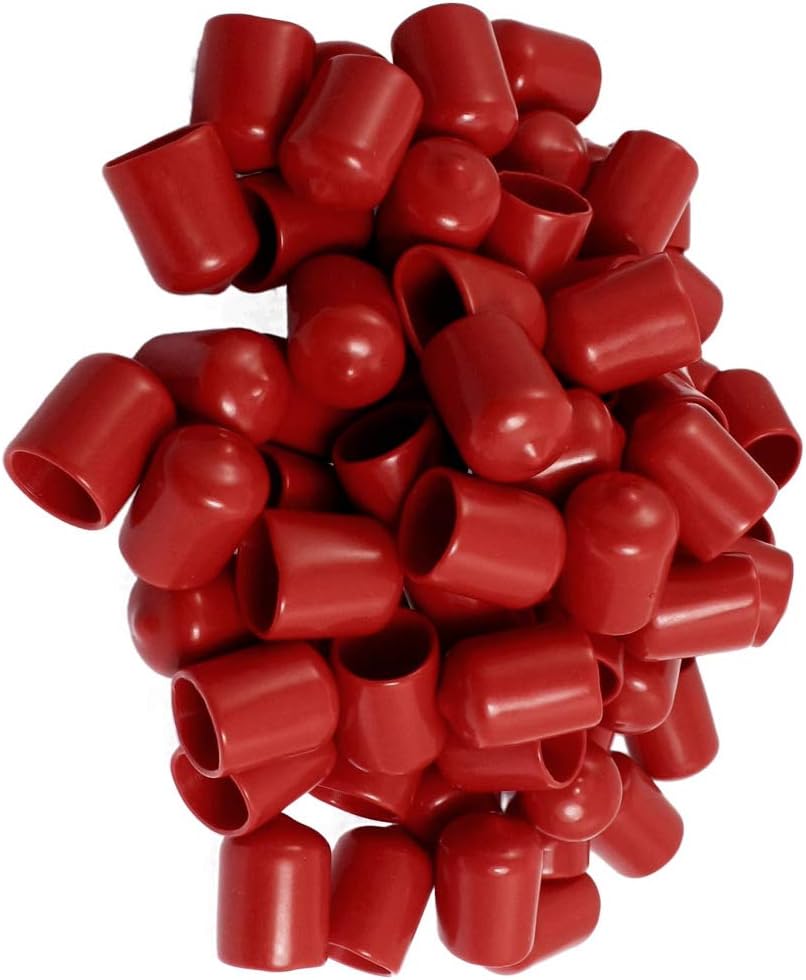 80 Pcs Hydraulics, Pneumatics & Plumbing 25mm High 16mm Inner Dia Round Tip Red PVC Insulated Pipes End Caps