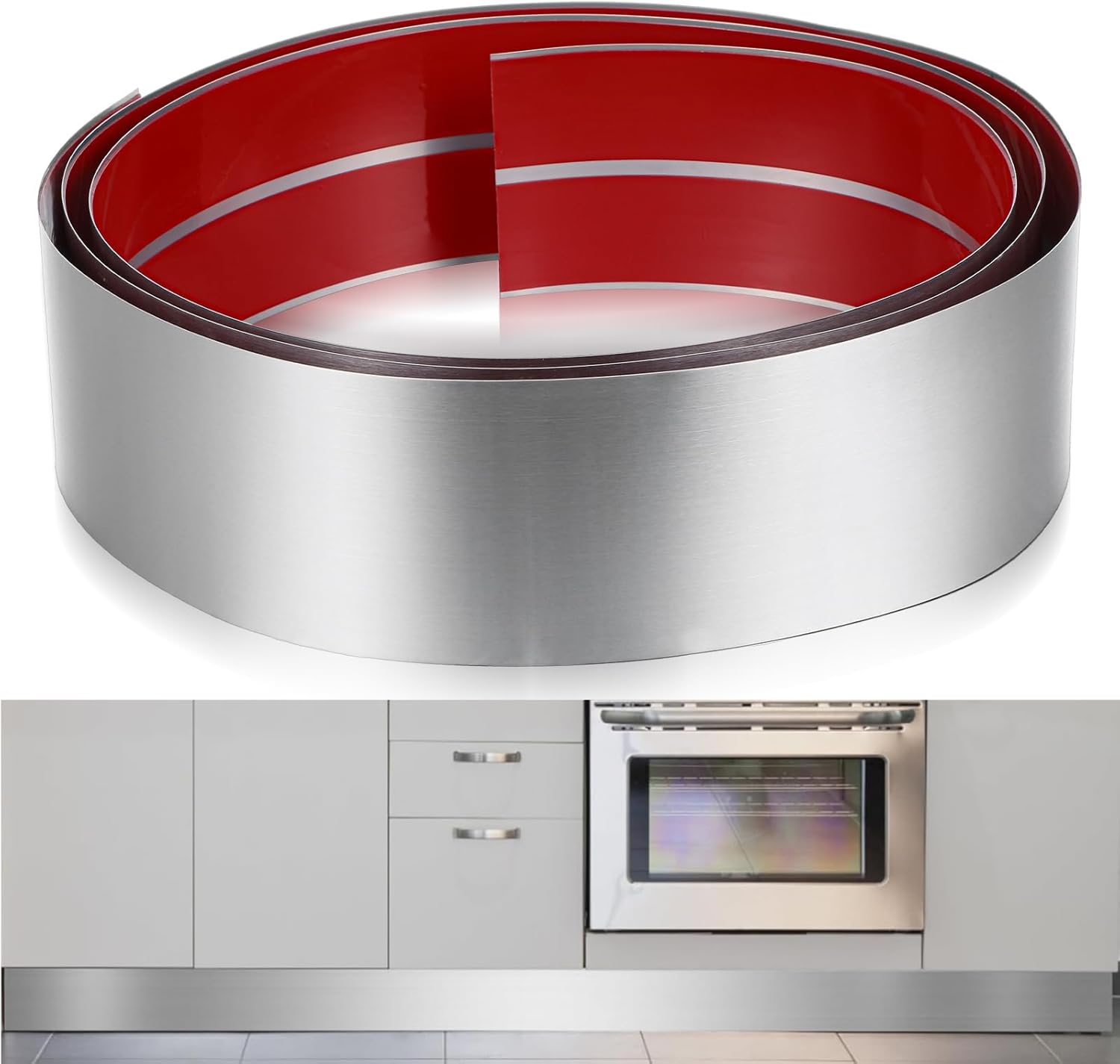 Stainless Steel Toe Kick Cover, 4" x 118" Baseboard Plate, Self Adhesive Kickplate for Bottom of Door, Kitchen Island, Cabinet, Cupboard