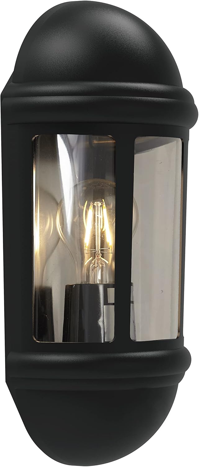 4lite Outdoor Half Wall Lantern (Black) IP65 Rated Exterior Wall Lamp - 4L2/3410-4Yr Guarantee