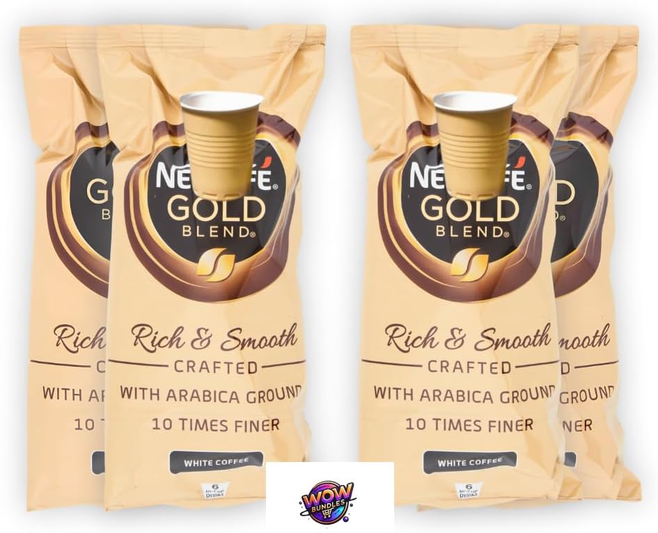 Gold Blend White Coffee Sachets – Bundle of 4 x 6 Sachets (Total 24 Servings) – Rich, Creamy & Smooth Instant Coffee