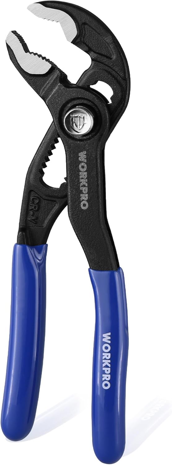 WORKPRO 120 mm Mini Water Pump Pliers, 25 mm Wide Jaw Capacity Quick Adjustable Cr-V Steel Tongue and Groove Plier, for Home Repair, Gripping, Nuts, Bolts, Pipe & Fittings
