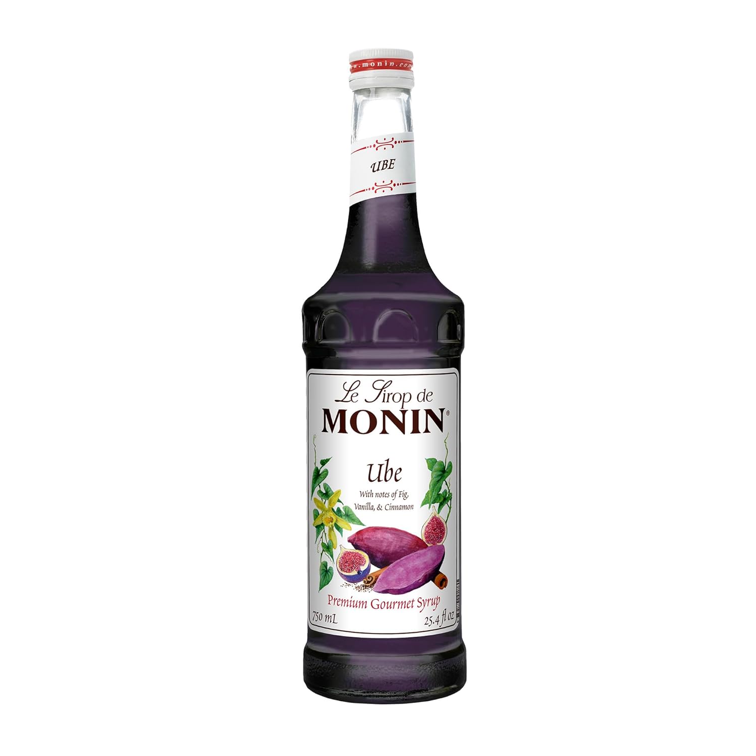 Monin - Ube Blend Syrup, Savory & Sweet, Blended With Notes of Fig, Cinnamon & Vanilla, Great for Lemonades, Boba Tea, & Coffee, Dairy-Free, No Artificial Sweeteners, Gluten-Free (Glass, 750 mL)
